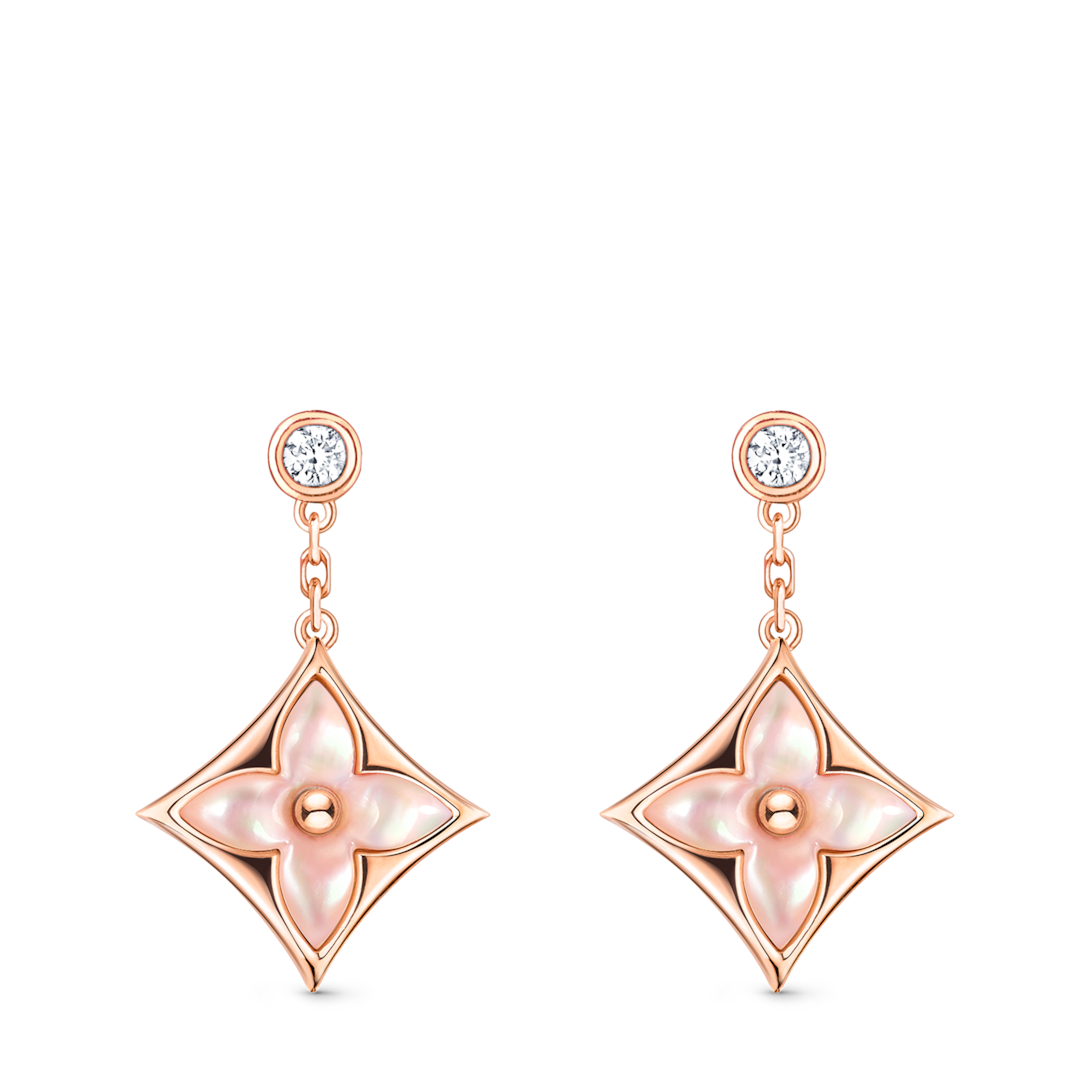 Colour Blossom BB Star Ear Studs, Pink gold, pink Mother of pearl